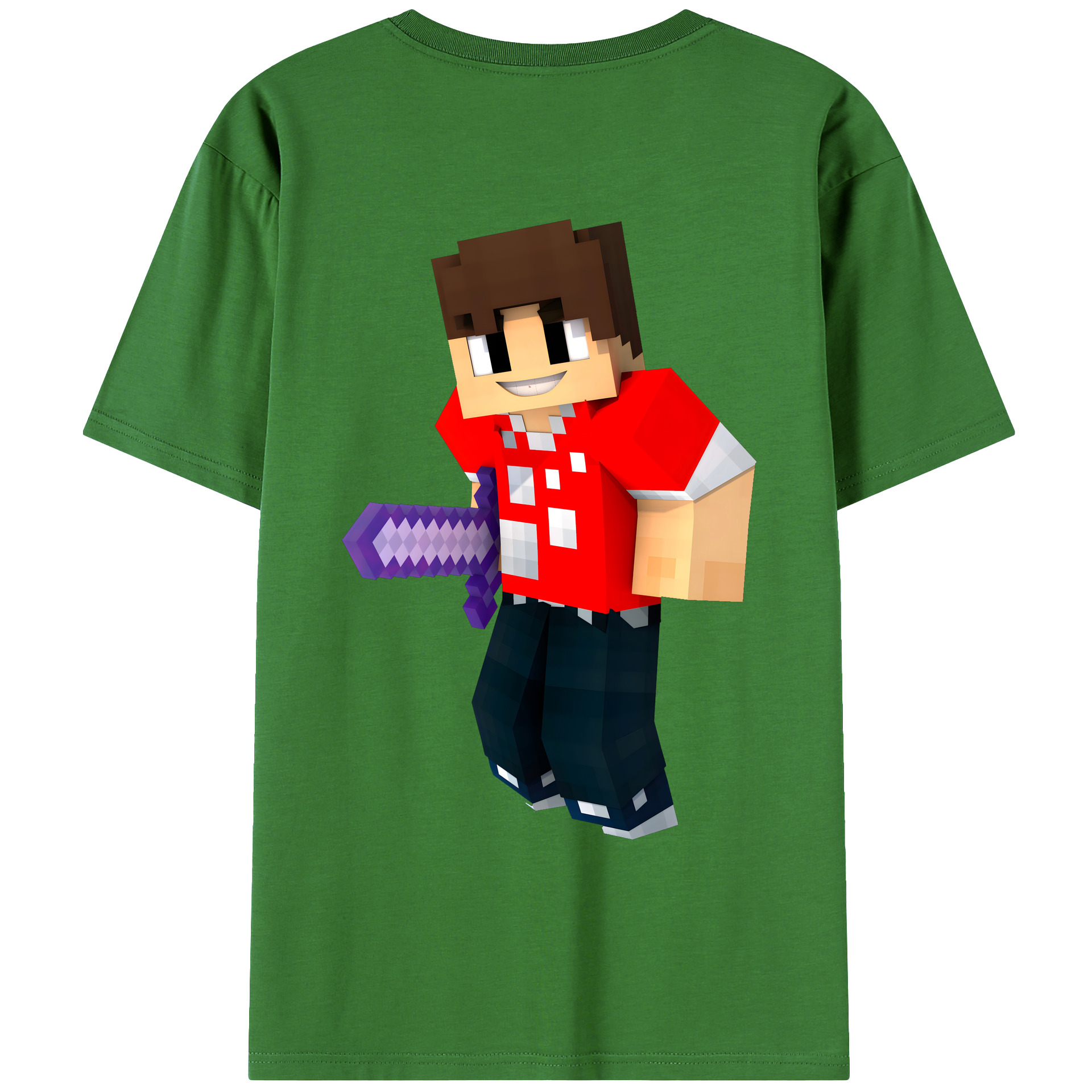 （画像用） マインクラフト ブロックの世界 Minecraft MC Block world レディース半袖Tシャツ(バックプリント)